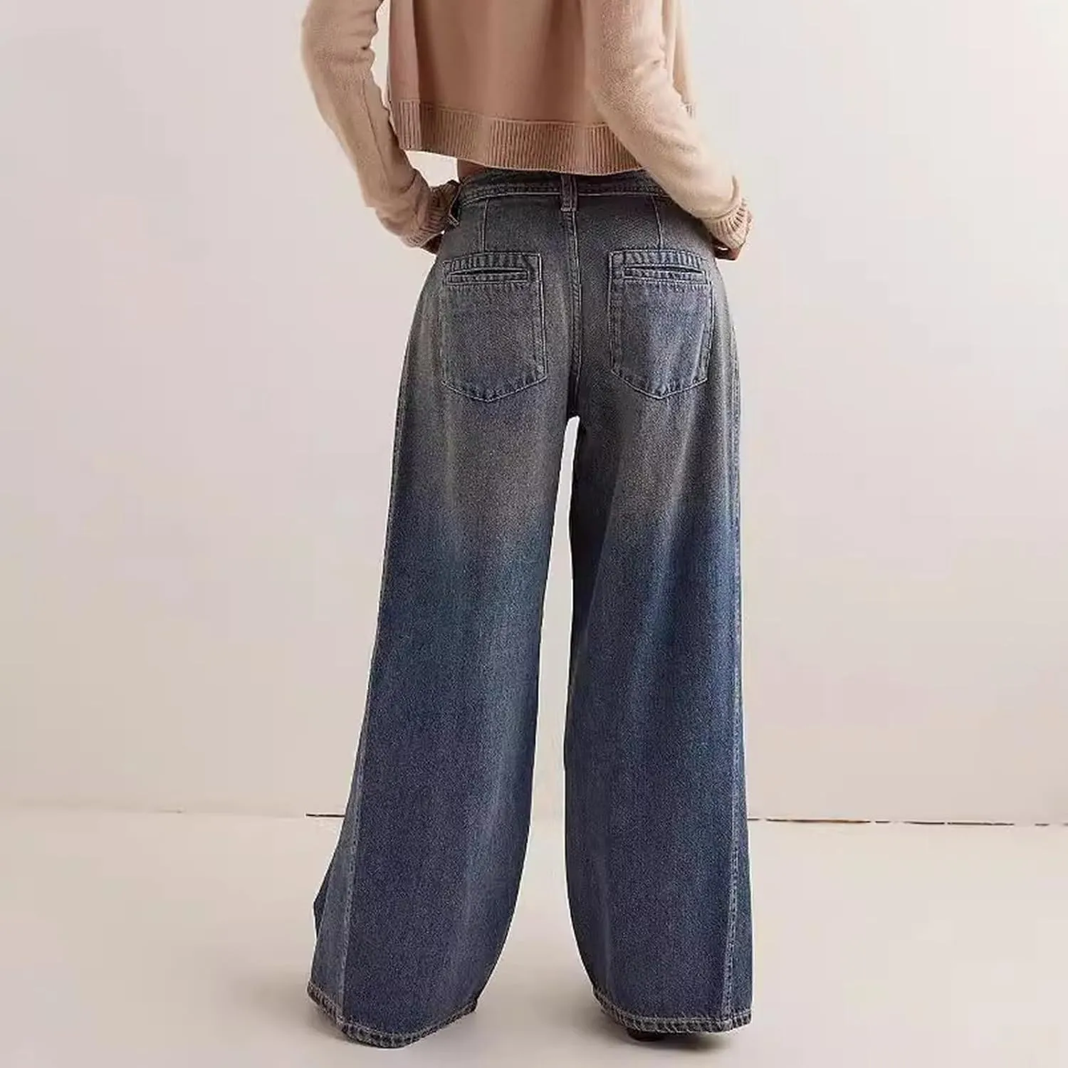 Womens Jeans Baggy Jeans Casual Wide Leg Pants Jeans Boyfriend Jeans High Waist Baggy Plus Size Distressed Y2K Streetwear