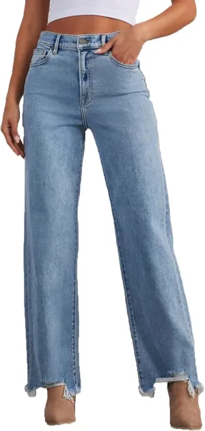 Womens Jeans Baggy Jeans Casual Wide Leg Pants Jeans Boyfriend Jeans High Waist Baggy Plus Size Distressed Y2K Streetwear