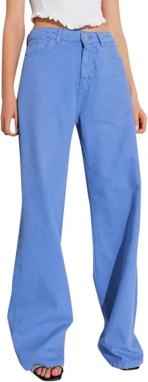 Women's Jeans Mid Rise Bootcut Baggy Jeans for Women Tummy Control Jeans Denim Pants
