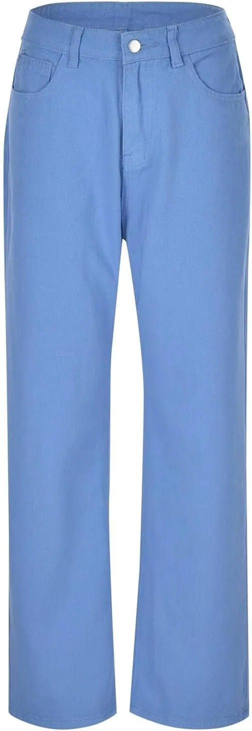 Women's Jeans Mid Rise Bootcut Baggy Jeans for Women Tummy Control Jeans Denim Pants