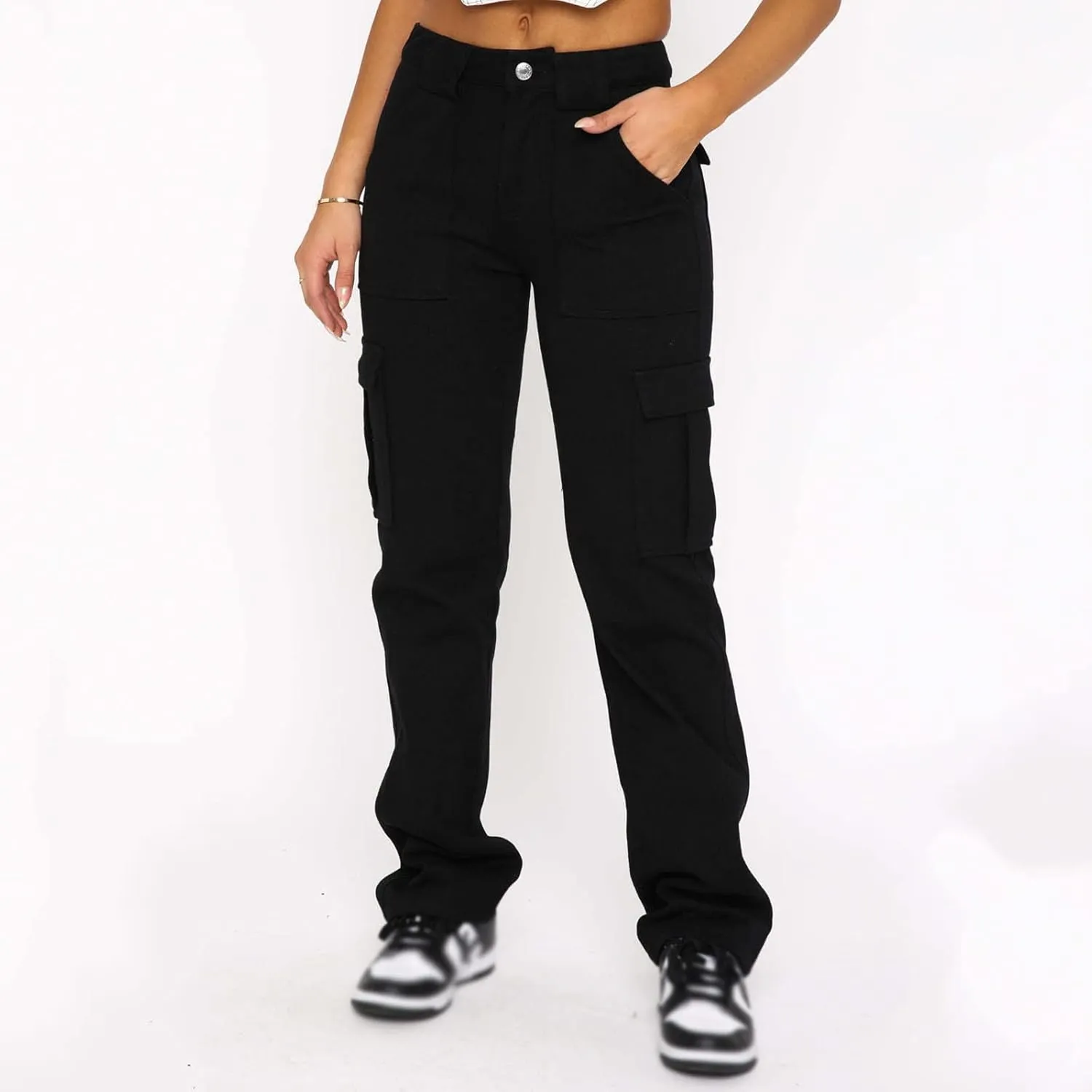 Women's Jeans Mid Rise Bootcut Baggy Jeans for Women Tummy Control Jeans Denim Pants