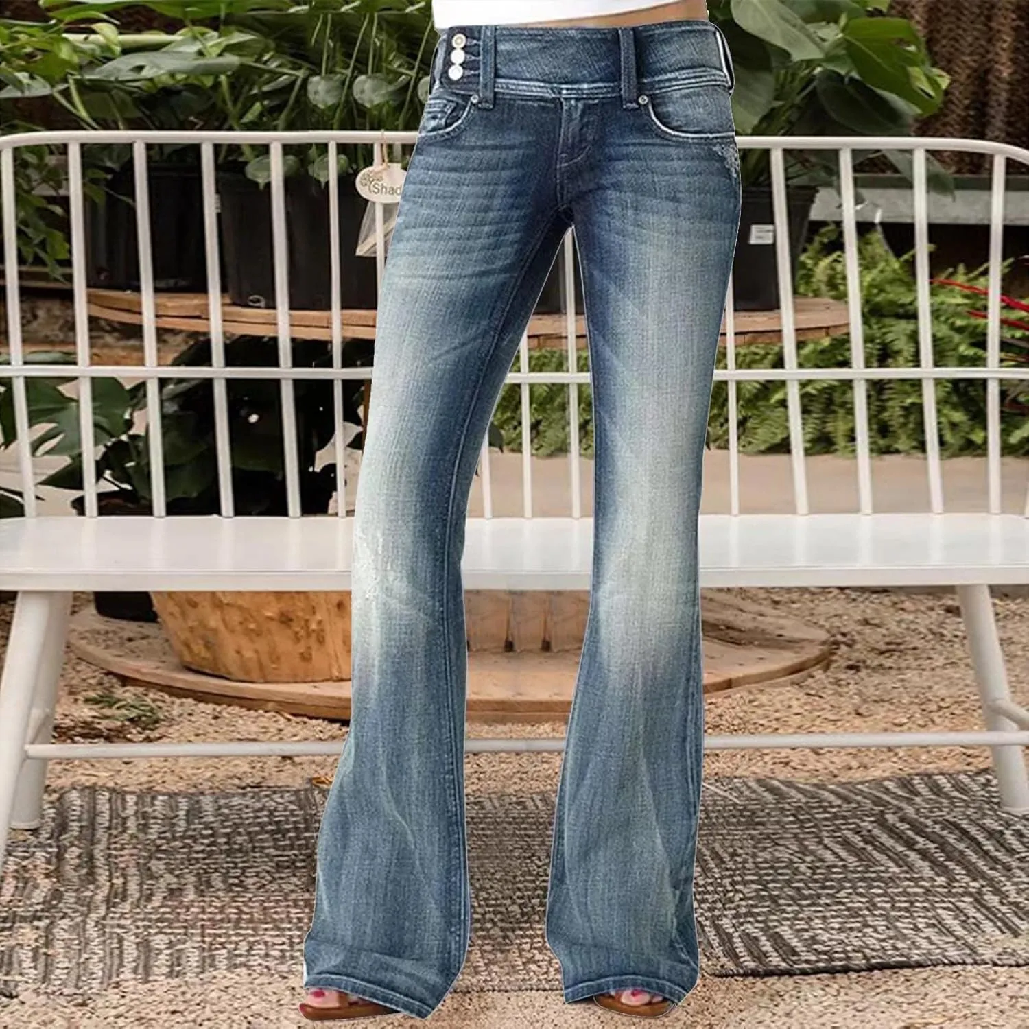 Women's Jeans Straight Leg Jeans Ripped Hem Low Waisted Jeans Wide Jeans High Jeans, XS-5XL