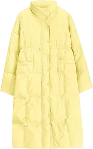 Womens Lightweight Quilted Jackets Long Puffer Down Jacket Thickened Warm Quilted Winter Coat Outerwear with Pockets