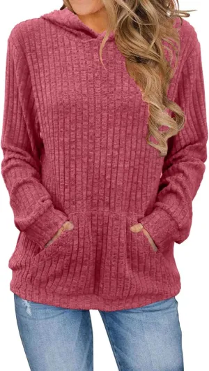 Womens Long Sleeve Hoodie Shirts Kangaroo Pocket Sweatshirts Fashion Hoodies Fall Pullover Sweatshirts for Women