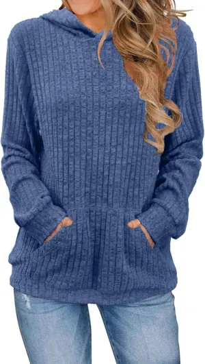 Womens Long Sleeve Hoodie Shirts Kangaroo Pocket Sweatshirts Fashion Hoodies Fall Pullover Sweatshirts for Women
