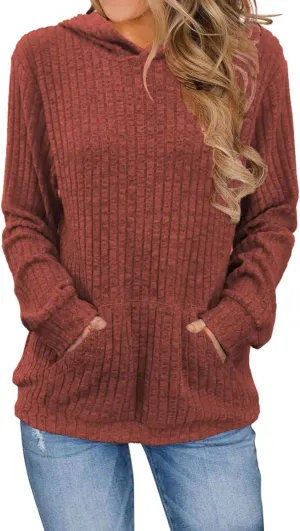 Womens Long Sleeve Hoodie Shirts Kangaroo Pocket Sweatshirts Fashion Hoodies Fall Pullover Sweatshirts for Women