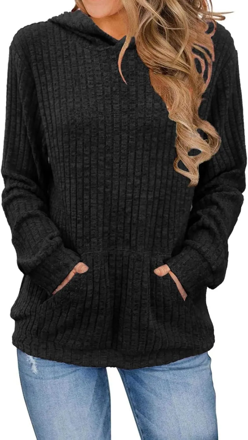 Womens Long Sleeve Hoodie Shirts Kangaroo Pocket Sweatshirts Fashion Hoodies Fall Pullover Sweatshirts for Women