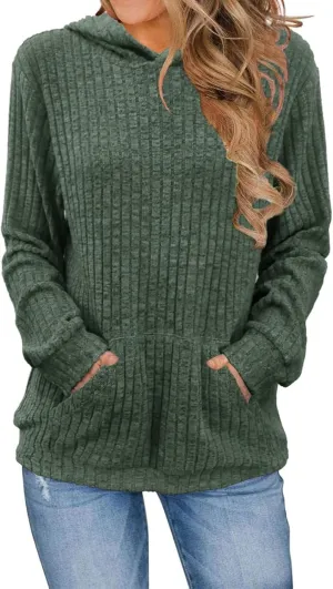 Womens Long Sleeve Hoodie Shirts Kangaroo Pocket Sweatshirts Fashion Hoodies Fall Pullover Sweatshirts for Women