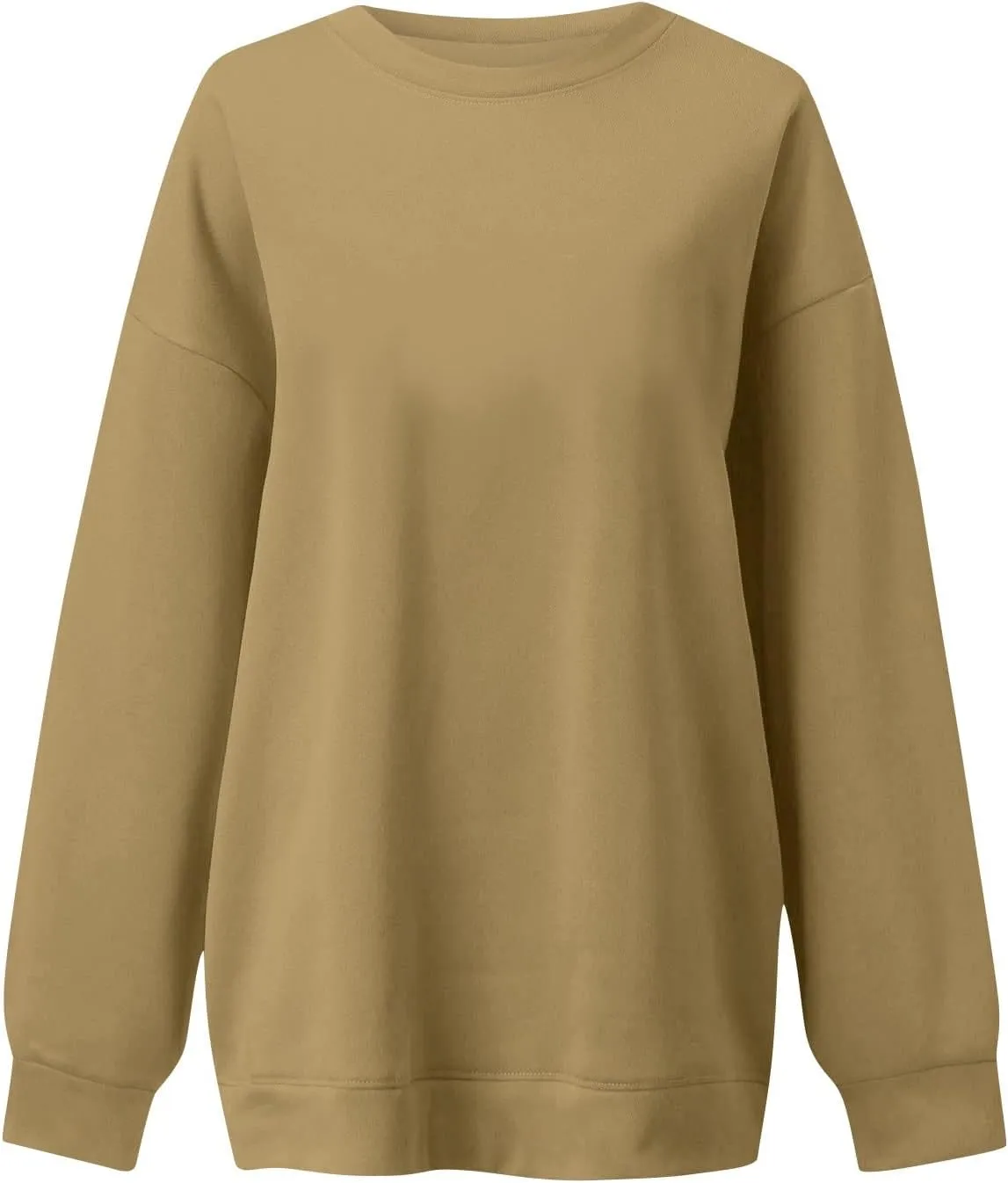 Womens Oversized Fleece Crew Neck Sweatshirts Long Sleeve Casual Pullover Plus Size Fall Sweatshirts