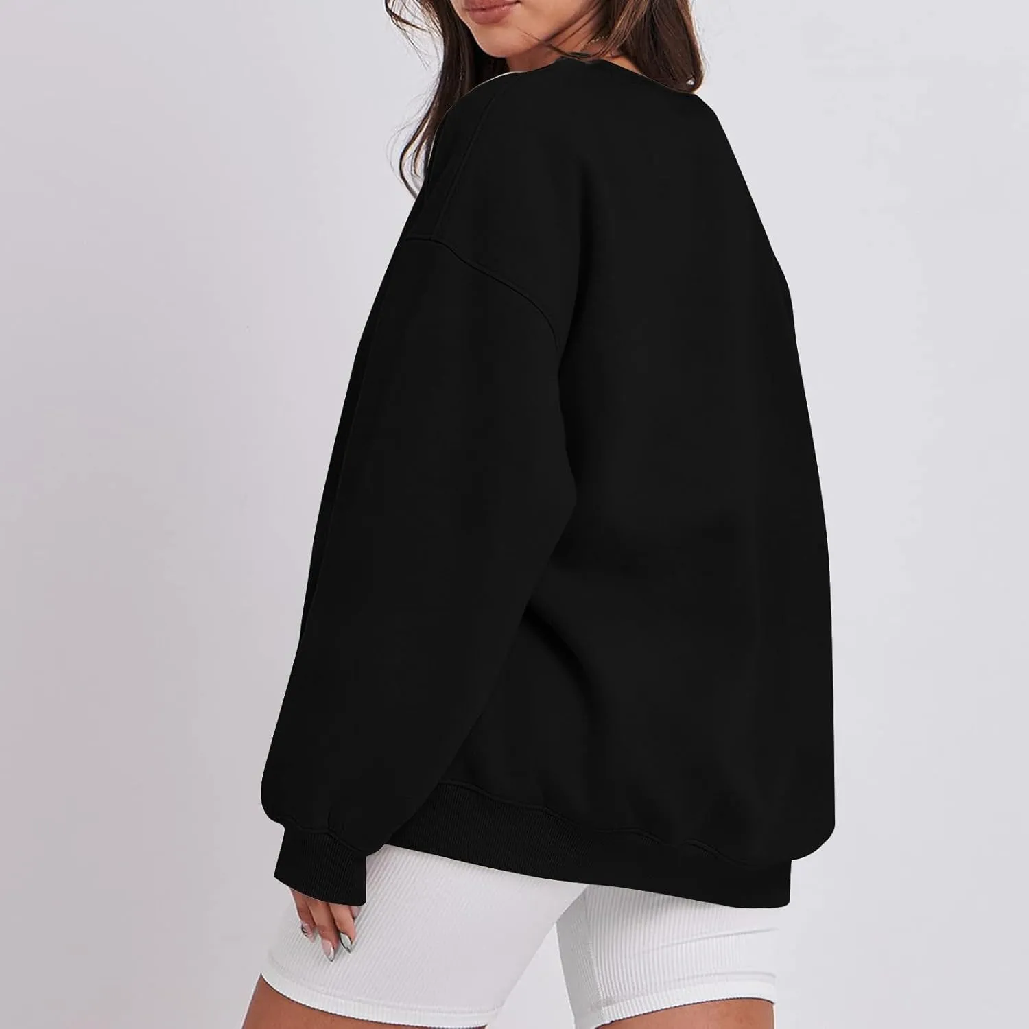 Womens Oversized Fleece Crew Neck Sweatshirts Long Sleeve Casual Pullover Plus Size Fall Sweatshirts