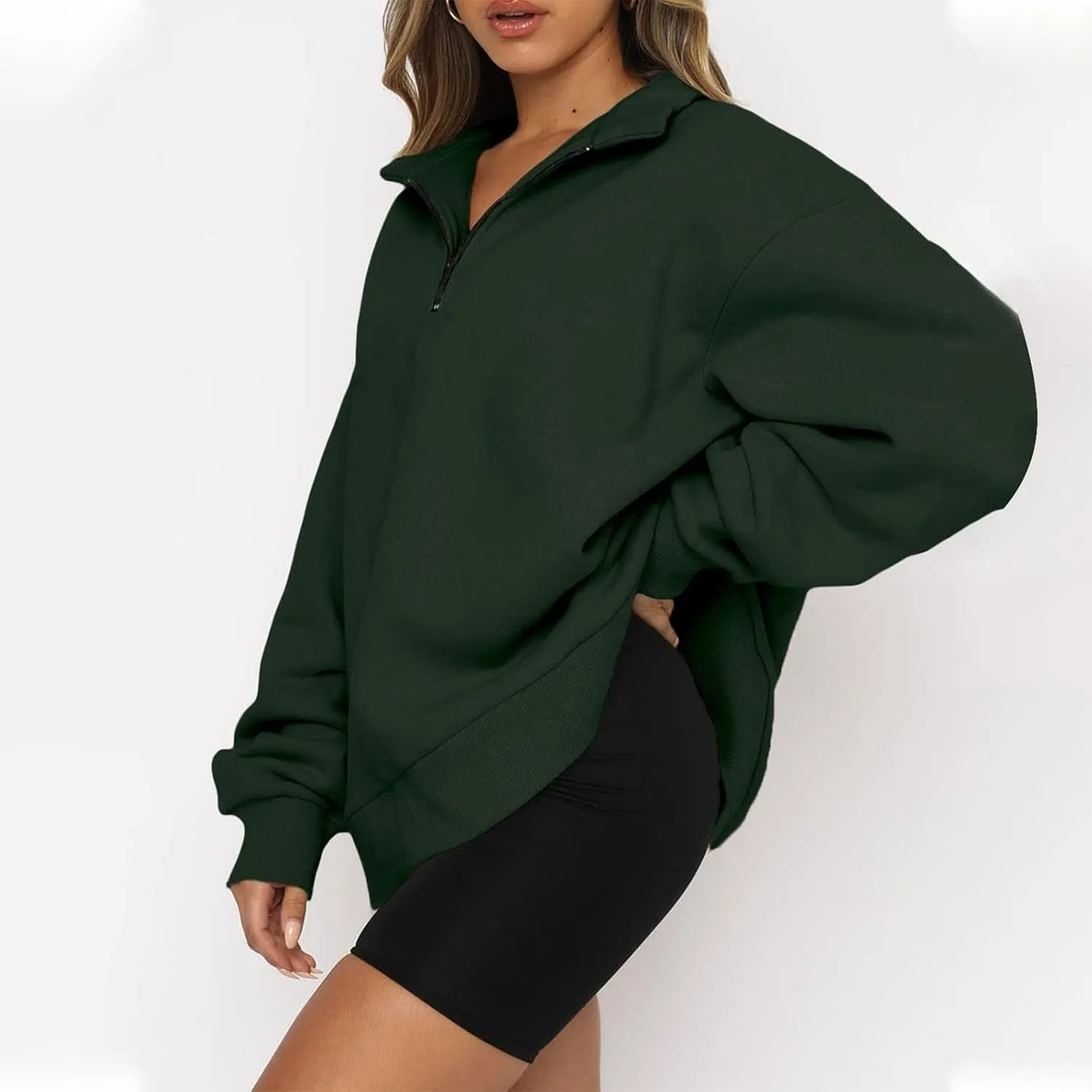 Womens Oversized Sweatshirts 2024 Fall Fashion Half Zip Pullover Shirts Long Sleeve Lightweight Sweatshirts Clothes
