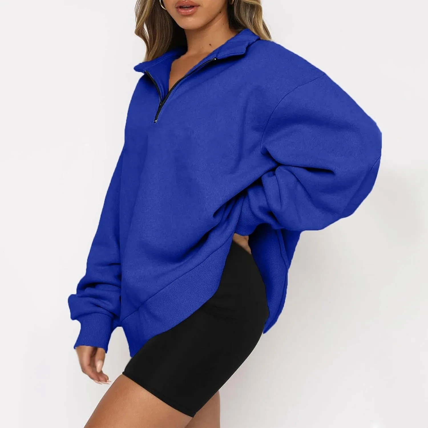Womens Oversized Sweatshirts 2024 Fall Fashion Half Zip Pullover Shirts Long Sleeve Lightweight Sweatshirts Clothes