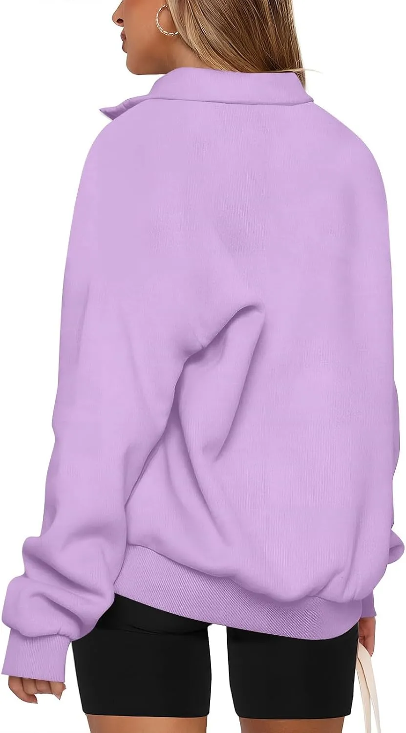 Womens Oversized Sweatshirts 2024 Fall Fashion Half Zip Pullover Shirts Long Sleeve Lightweight Sweatshirts Clothes
