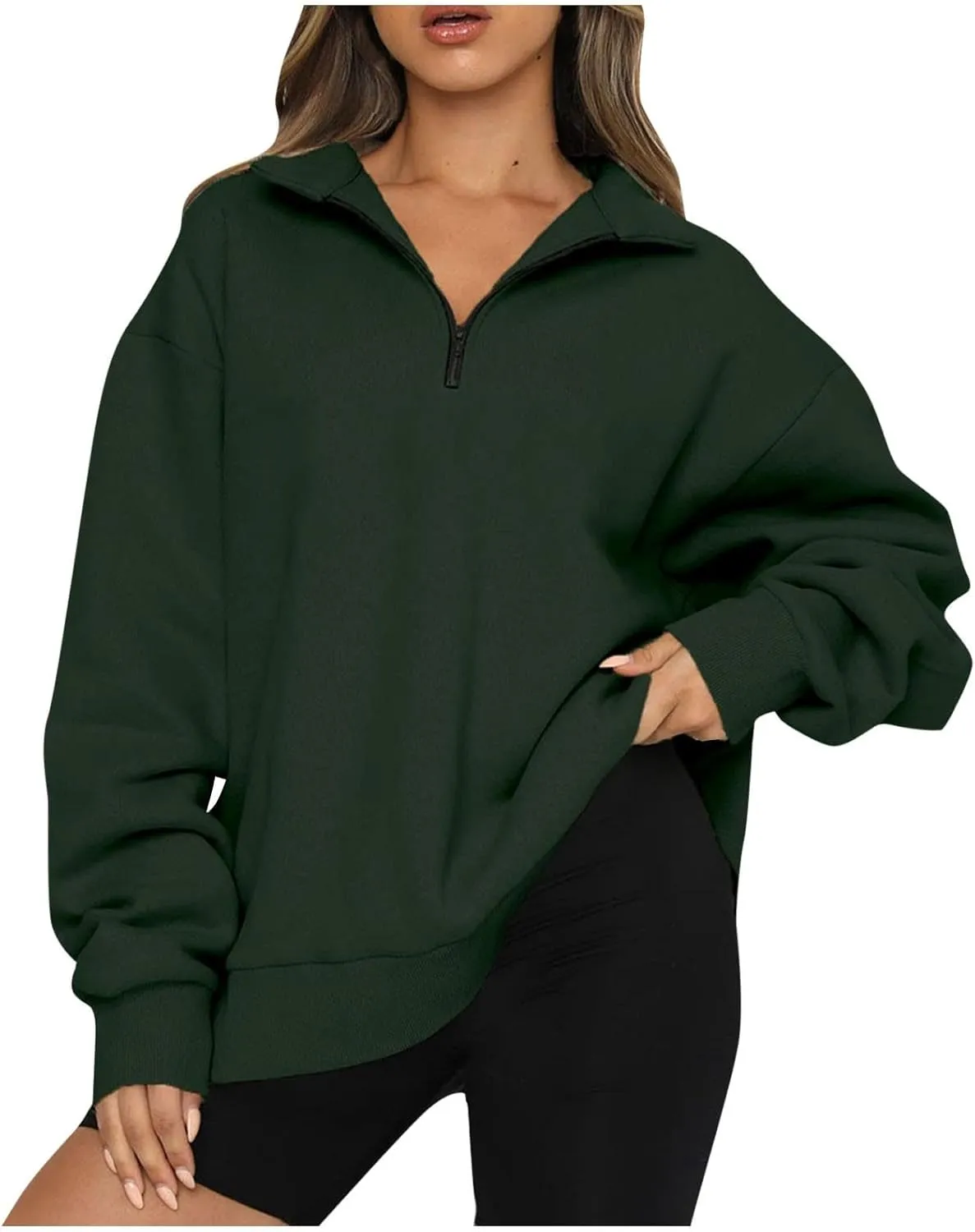 Womens Oversized Sweatshirts 2024 Fall Fashion Half Zip Pullover Shirts Long Sleeve Lightweight Sweatshirts Clothes