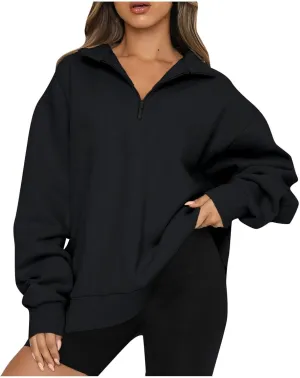 Womens Oversized Sweatshirts 2024 Fall Fashion Half Zip Pullover Shirts Long Sleeve Lightweight Sweatshirts Clothes