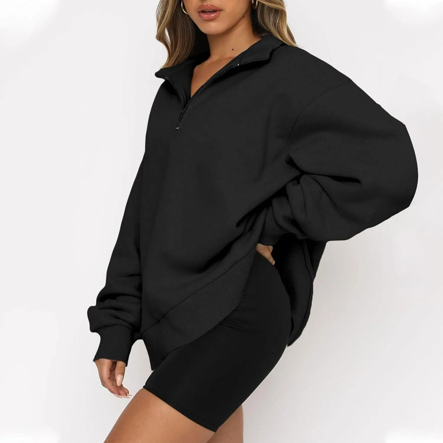 Womens Oversized Sweatshirts 2024 Fall Fashion Half Zip Pullover Shirts Long Sleeve Lightweight Sweatshirts Clothes