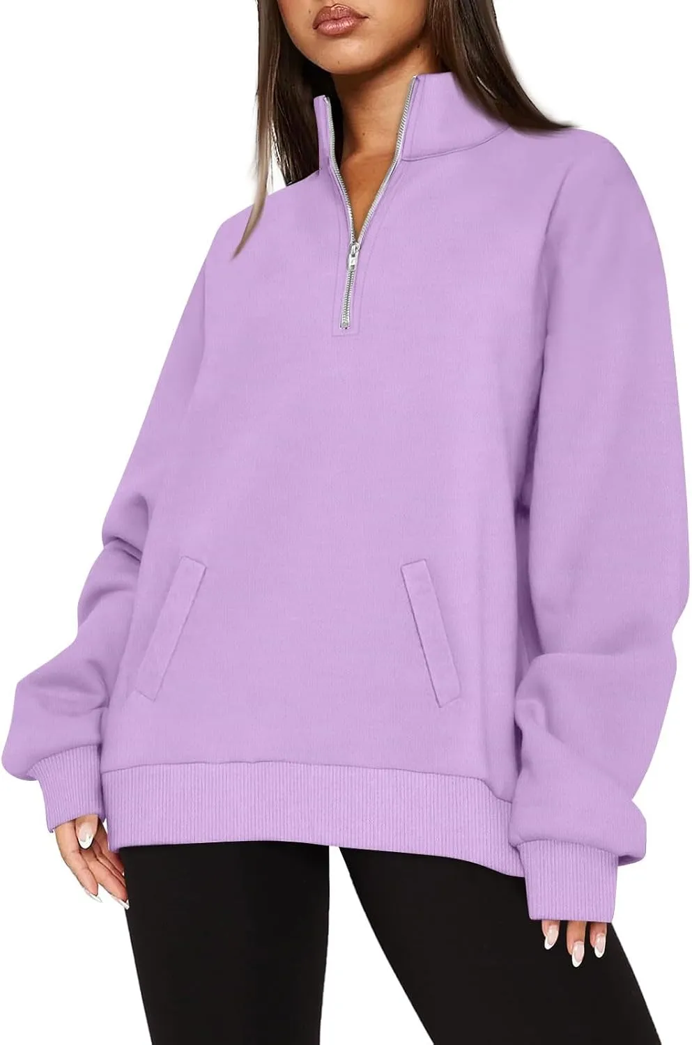 Womens Oversized Sweatshirts 2024 Fall Fashion Half Zip Pullover Shirts Long Sleeve Lightweight Sweatshirts Clothes