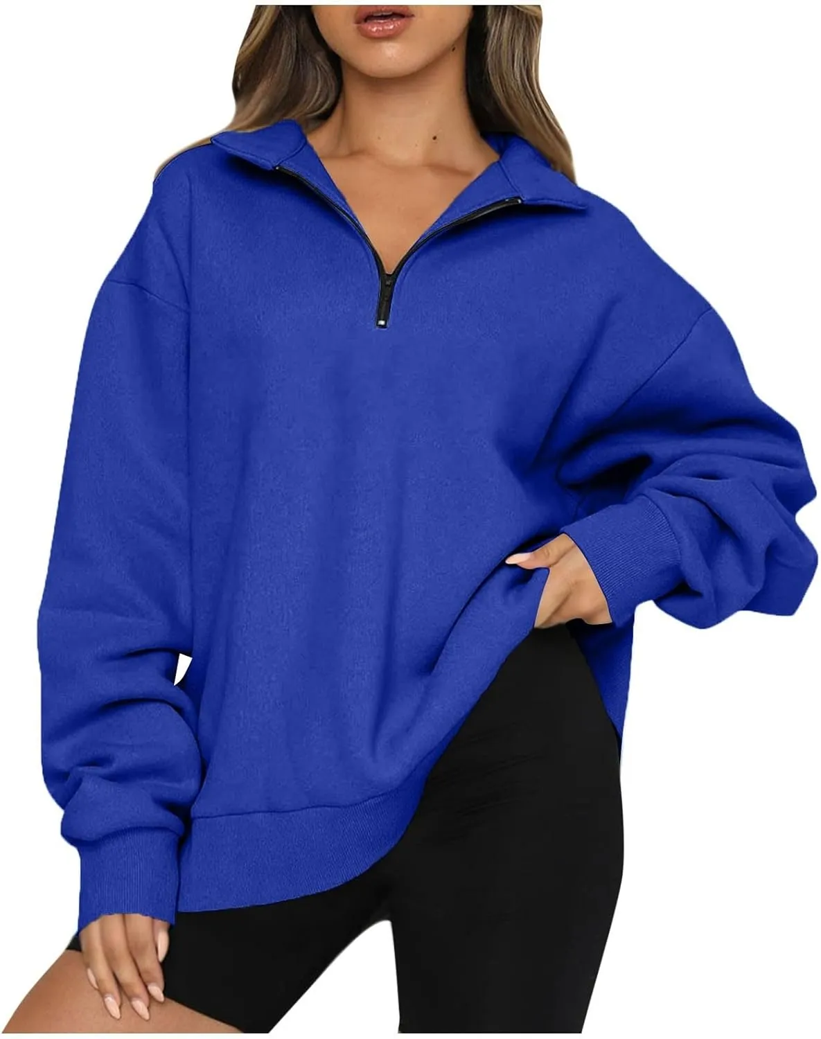 Womens Oversized Sweatshirts 2024 Fall Fashion Half Zip Pullover Shirts Long Sleeve Lightweight Sweatshirts Clothes