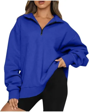Womens Oversized Sweatshirts 2024 Fall Fashion Half Zip Pullover Shirts Long Sleeve Lightweight Sweatshirts Clothes