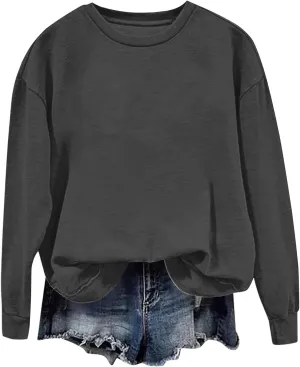 Womens Oversized Sweatshirts Casual Crewneck Long Sleeve Pullover Tops Spring Trendy Comfy Outfits Winter Clothes