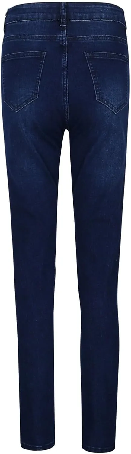 Womens Patch Leopard Ripped Distressed Washed Jeans Stretch Skinny Denim Jeans Boyfriend Trousers Jeans