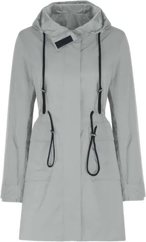 Women's Plus Size Hooded Jackets Lightweight Anorak Drawstring Utility Jacket with Pockets Outdoor Trench Coats