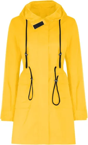 Women's Plus Size Hooded Jackets Lightweight Anorak Drawstring Utility Jacket with Pockets Outdoor Trench Coats