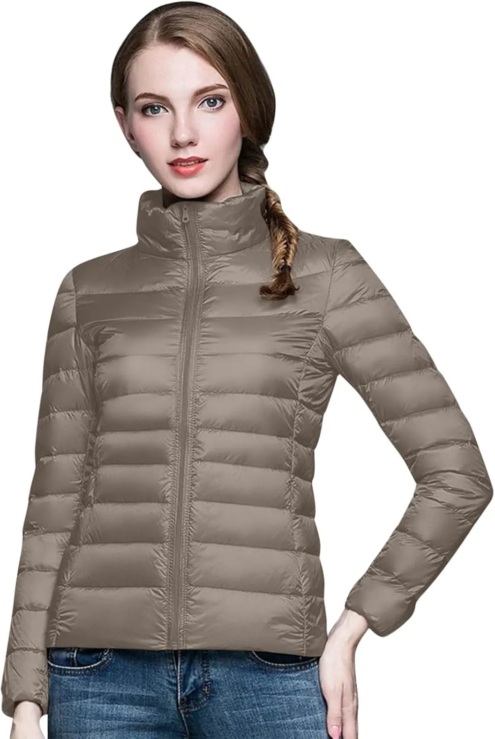 Women's Short Down Coat Packable Puffer Jacket 2024 Hooded Winter Ultra Light Quilted Winter Coat with Pocket Outwear