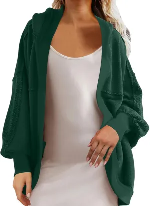 Women's Sweatshirt Cardigan Oversized Long Sleeve Open Front Hooded Jackets Cozy Coats