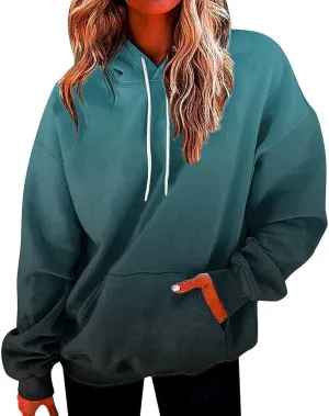Womens Sweatshirts Fall 2023, Women's Fashion Loose Casual Daily Long Sleeve Gradient Patchwork Sweatshirts