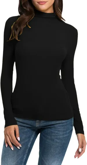 Womens Sweatshirts High Neck Slim Fit Pullover Tops Fleece Pullover Women Trendy Fall Solid Color Shirts Blouses