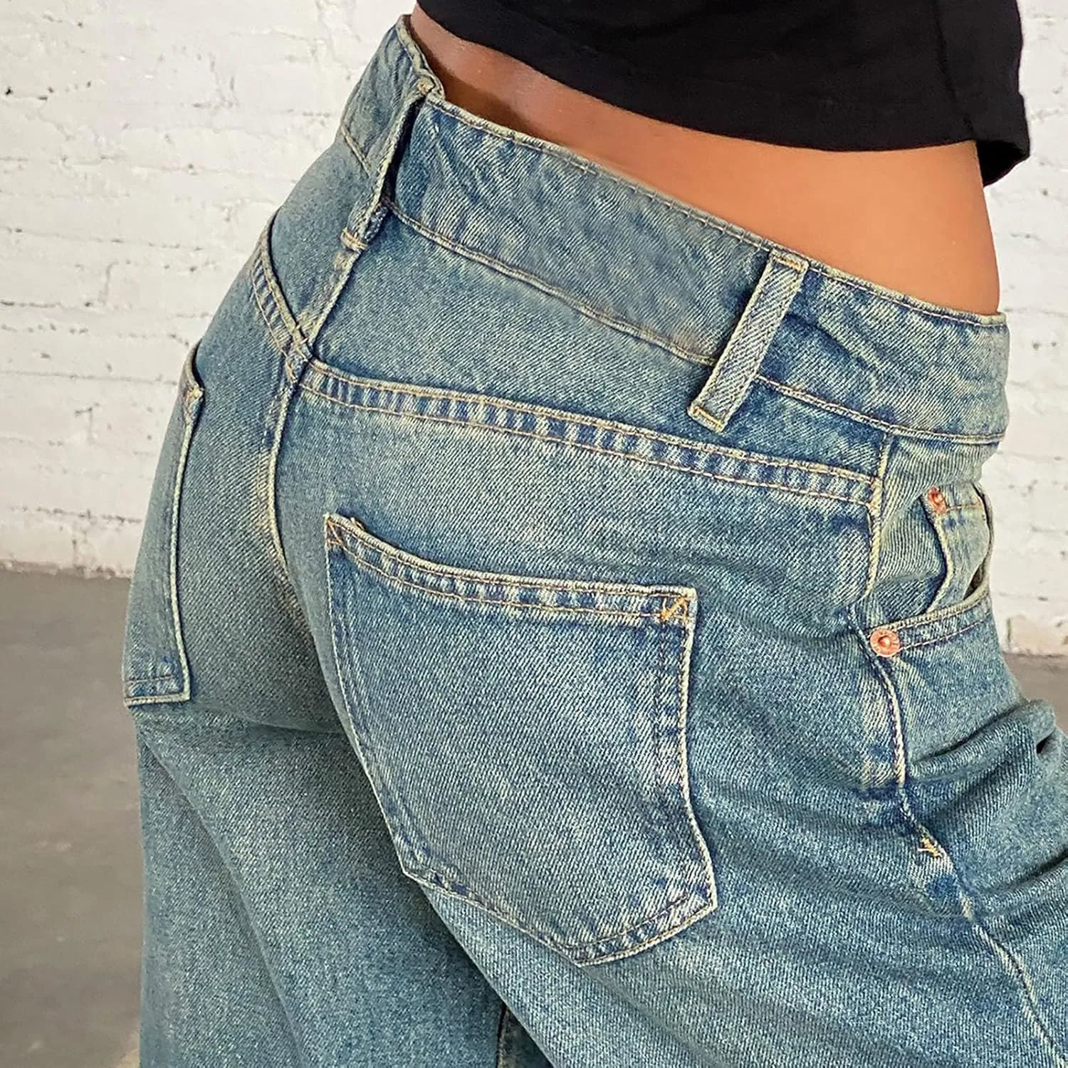 Women's Wide Leg Jeans High Waisted Jean Denim Pants with Pockets Casual Sweatpants Jeans Trousers