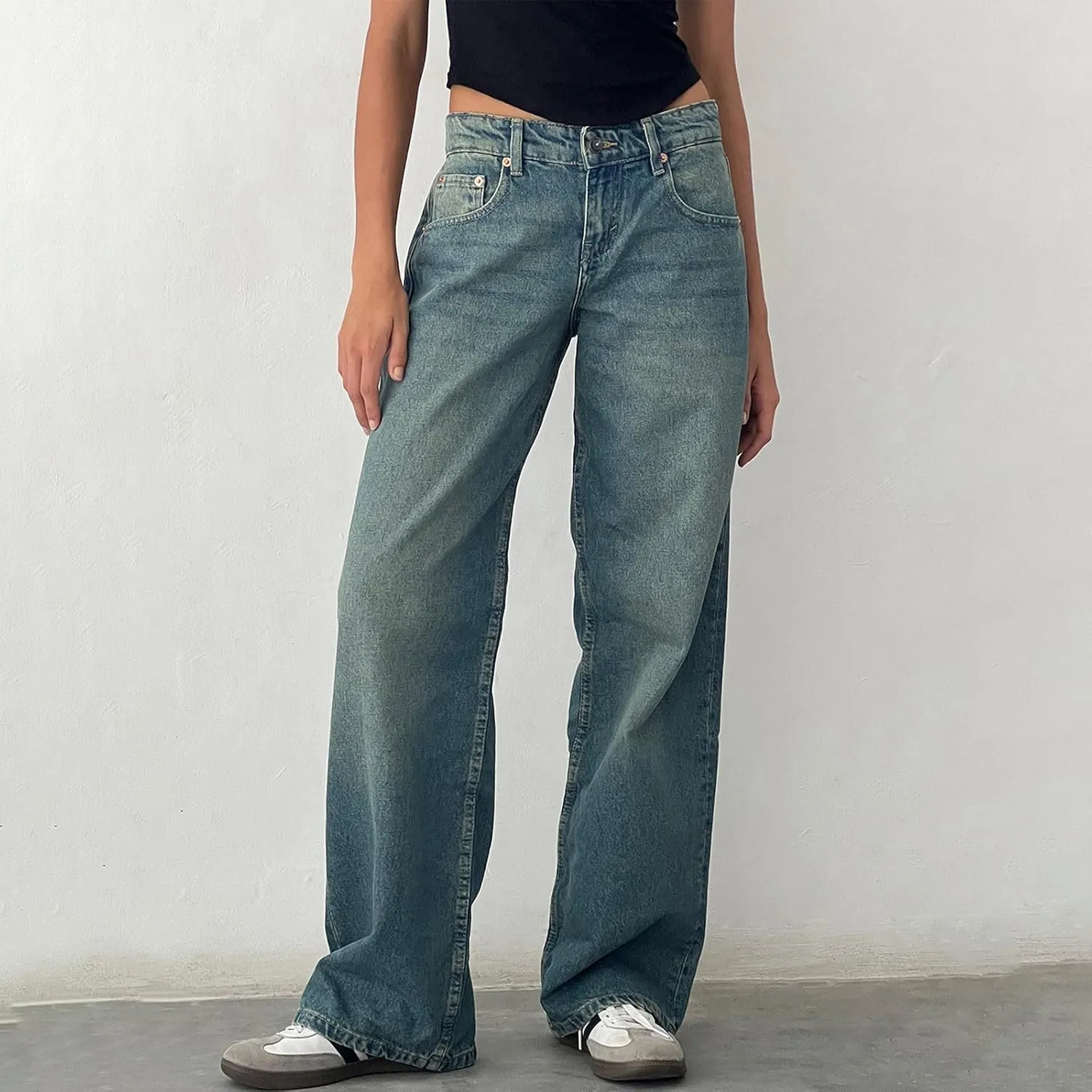 Women's Wide Leg Jeans High Waisted Jean Denim Pants with Pockets Casual Sweatpants Jeans Trousers