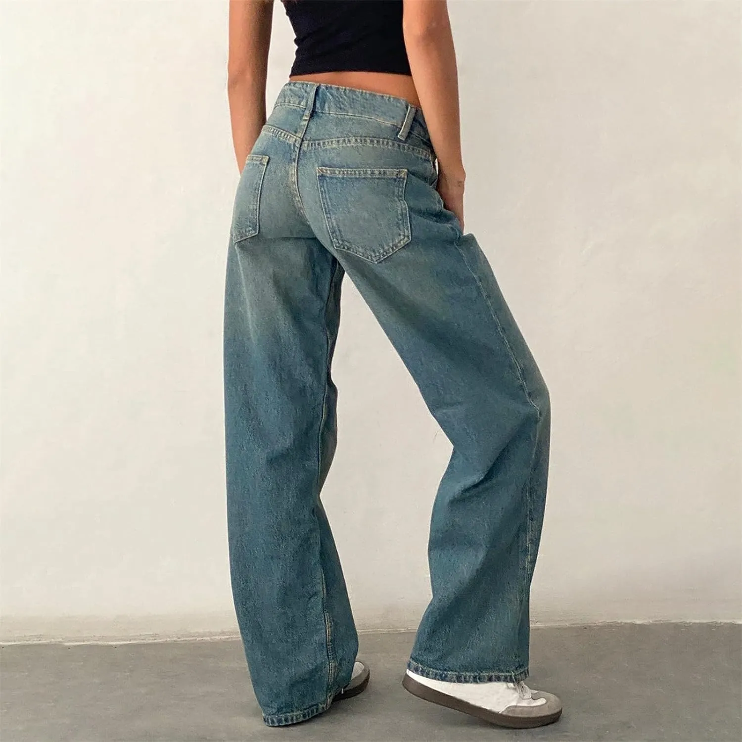 Women's Wide Leg Jeans High Waisted Jean Denim Pants with Pockets Casual Sweatpants Jeans Trousers