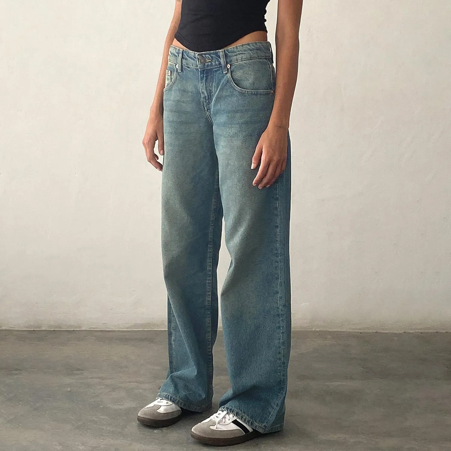 Women's Wide Leg Jeans High Waisted Jean Denim Pants with Pockets Casual Sweatpants Jeans Trousers