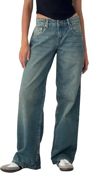 Women's Wide Leg Jeans High Waisted Jean Denim Pants with Pockets Casual Sweatpants Jeans Trousers