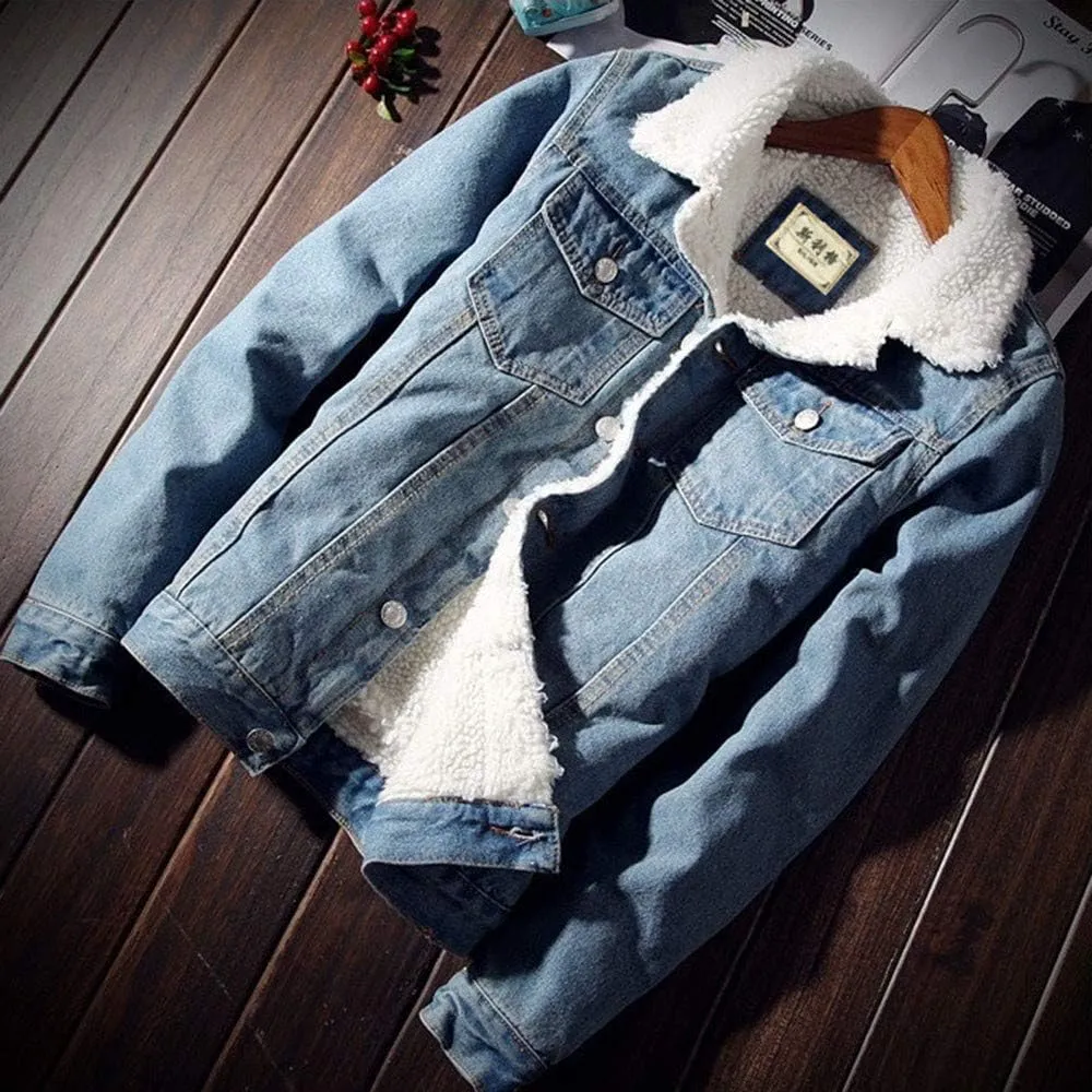 Women's Winter Denim Jackets Faux Fur Lined Warm Coats Sherpa Fur Fleece Lined Thicken Denim Trucker Jacket Coat