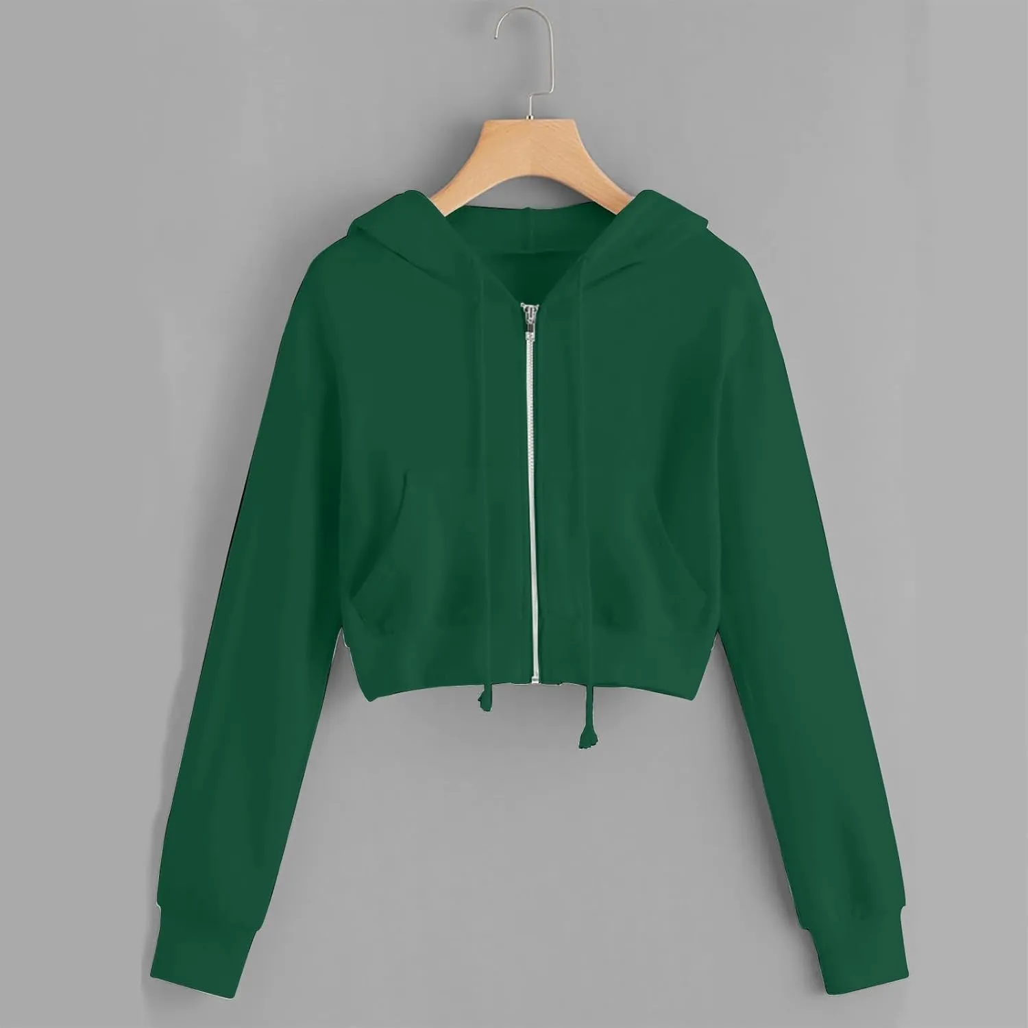 Womens Zip Up Cropped Hoodie Drawstring Crop Sweatshirt Long Sleeve Casual Tops Y2K Trendy Fall Winter Clothes 2024