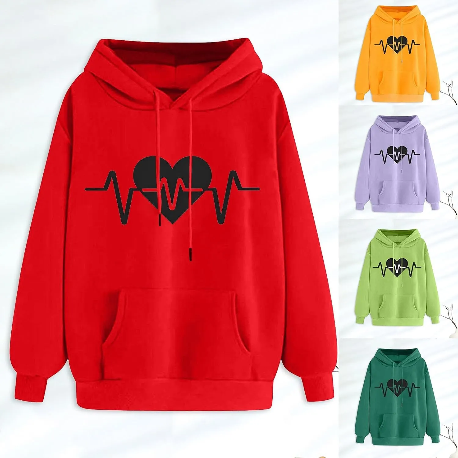 WYTong Oversized Sweatshirts for Women Heart Graphic Print Hoodies Fall Fashion Hoodie Pullover Crewneck Sweatshirts