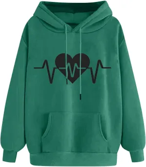 WYTong Oversized Sweatshirts for Women Heart Graphic Print Hoodies Fall Fashion Hoodie Pullover Crewneck Sweatshirts