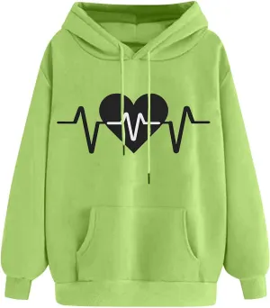 WYTong Oversized Sweatshirts for Women Heart Graphic Print Hoodies Fall Fashion Hoodie Pullover Crewneck Sweatshirts