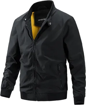 Ymosrh Men's Bomber Jackets Lightweight Jacket Casual Full Zip Windbreaker Jackets Varsity, XXL-5XL