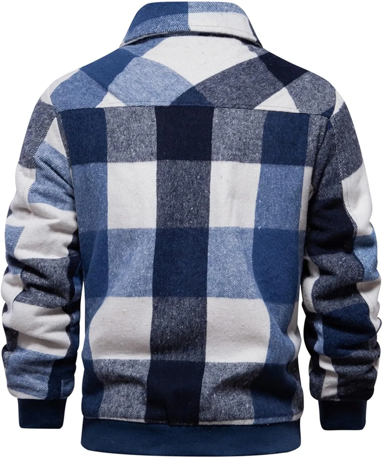 Ymosrh Men's Casual Jackets Lightweight Winter Warm Sherpa Lined Fleece Plaid Shirt Jacket Button Down Shacket Coat, S-XL