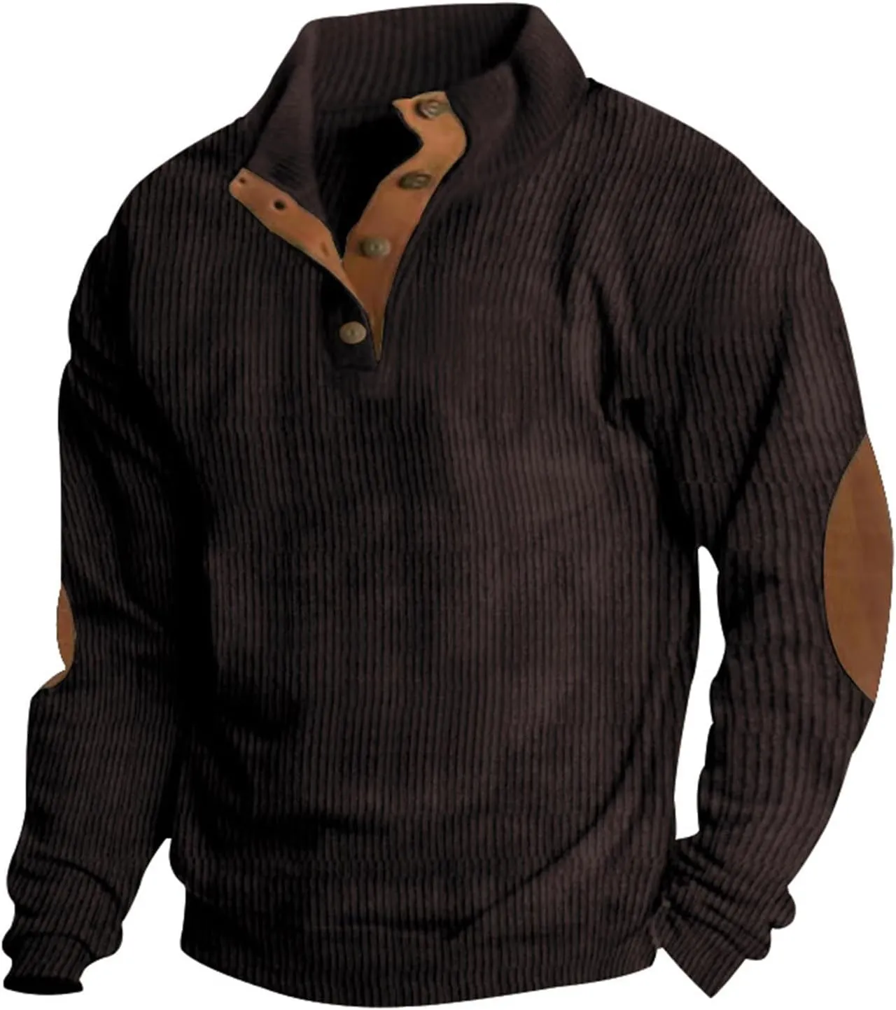 Ymosrh Men's Corduroy Henley Sweatshirts Pullover Sweatshirt Thermal Slim Fit Button Sweatshirts, S-3XL