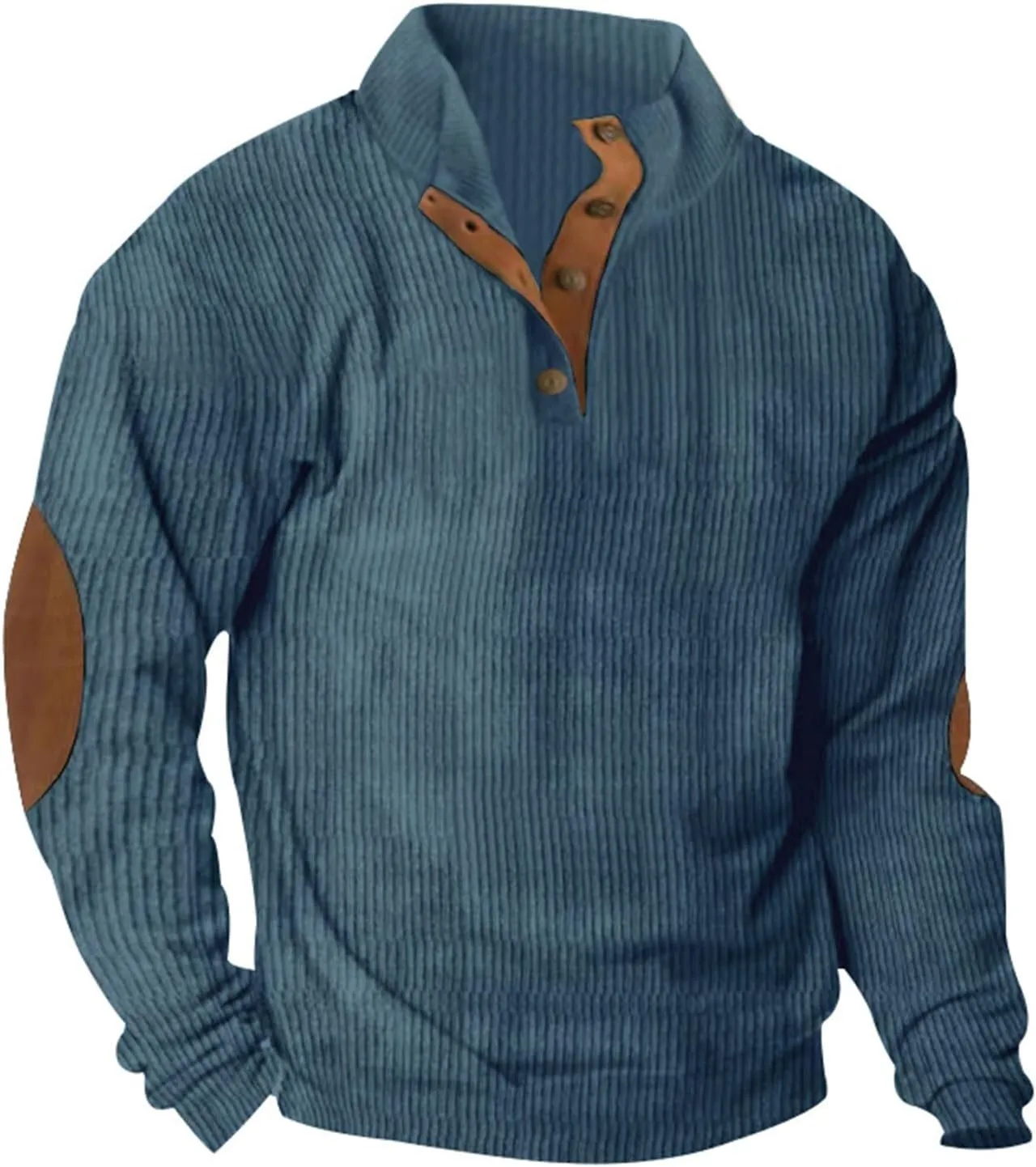 Ymosrh Men's Corduroy Henley Sweatshirts Pullover Sweatshirt Thermal Slim Fit Button Sweatshirts, S-3XL