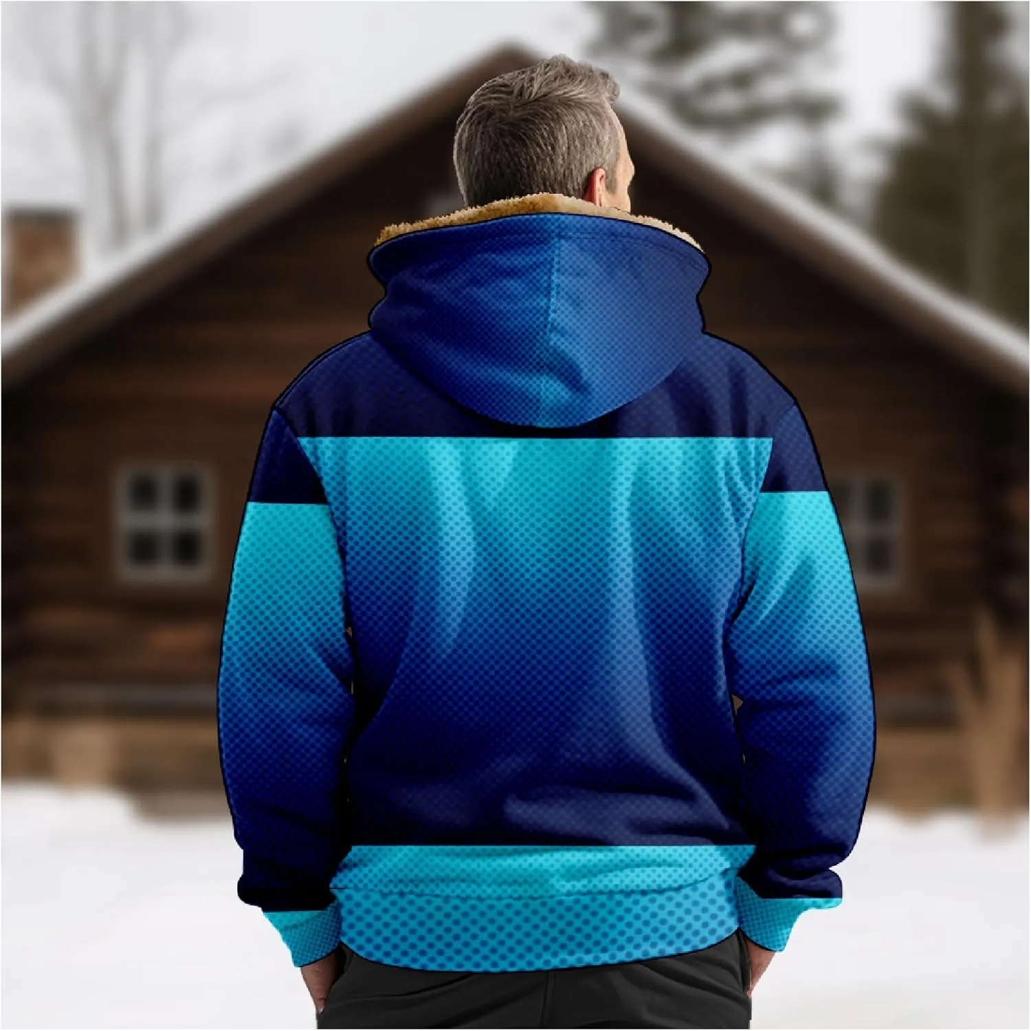 Ymosrh Men's Fleece Jacket with Hood Winter Graphic Warm Thicken Sherpa Lined Full Zip Jackets Coats, S-4XL