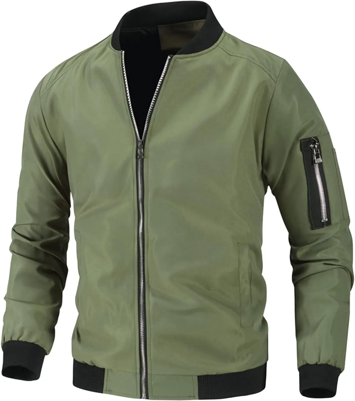 Ymosrh Men's Jacket Lightweight Casual Fall Winter Windbreaker Bomber Zip Up Coat with Pocket Jacket for Men, XXXL-L6