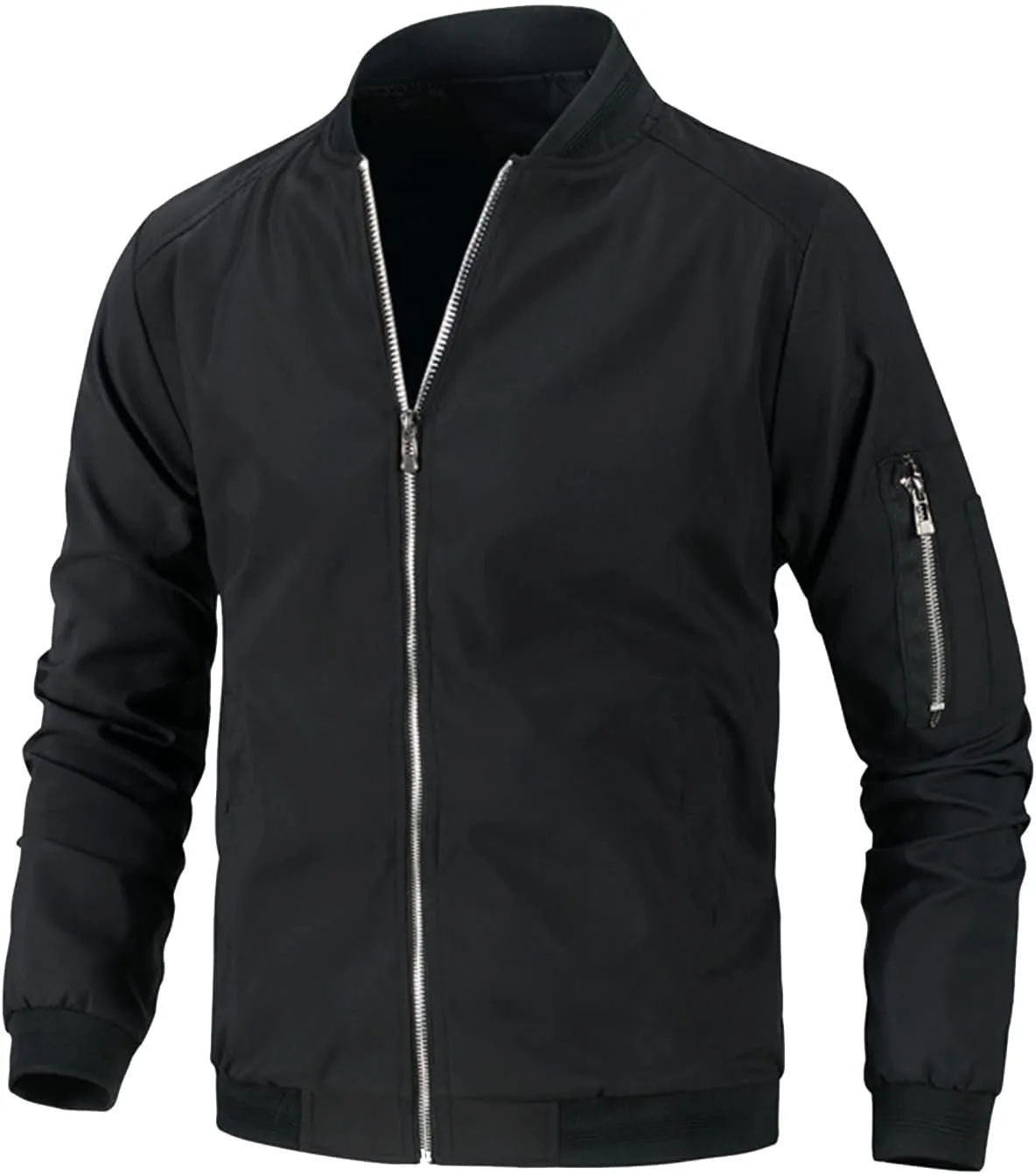 Ymosrh Men's Jacket Lightweight Casual Fall Winter Windbreaker Bomber Zip Up Coat with Pocket Jacket for Men, XXXL-L6