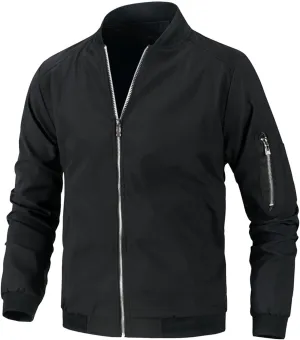 Ymosrh Men's Jacket Lightweight Casual Fall Winter Windbreaker Bomber Zip Up Coat with Pocket Jacket for Men, XXXL-L6