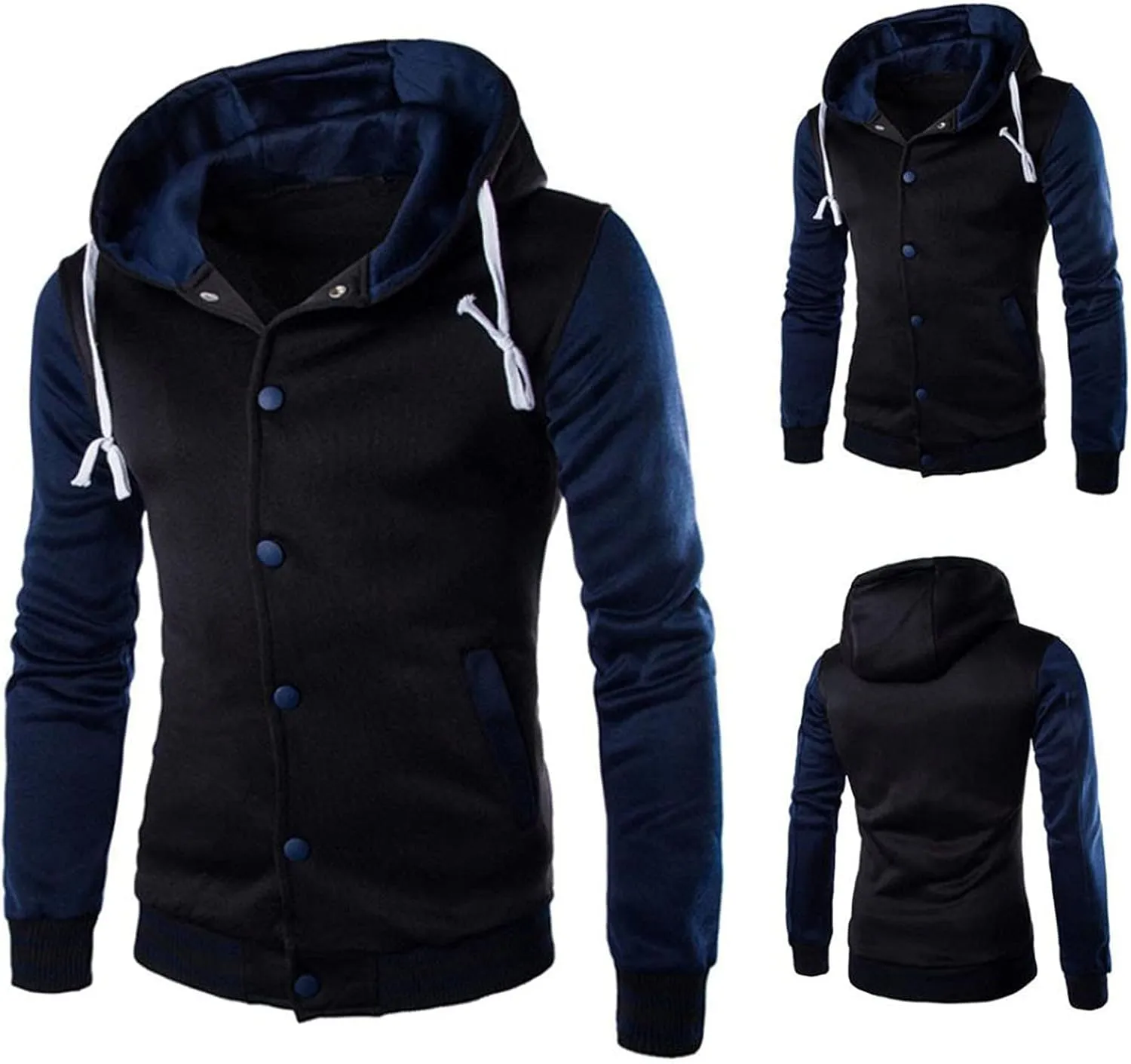 Ymosrh Men's Jackets Casual with Hood Lightweight Varsity Bomber Jacket Coat, S-3XL